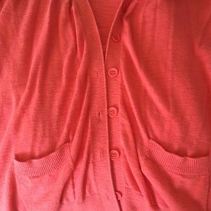 Forever 21 Coral Pink Long Cardigan w/Pockets - S